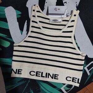 Celine Striped Sports Bra Top